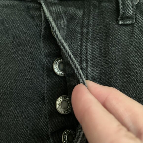 Distressed Black Denim Skirt - Picture 4 of 7